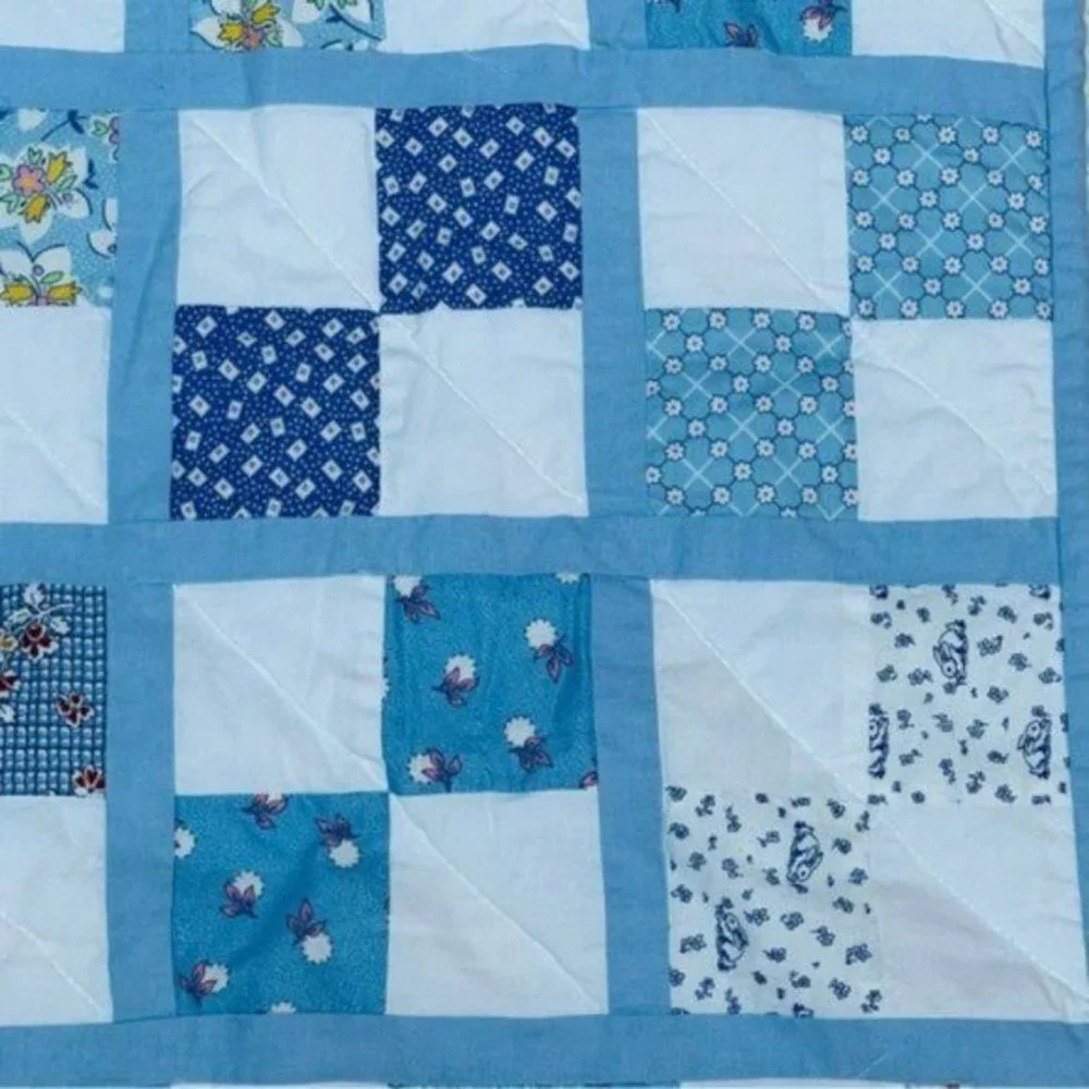 Baby Crib Quilt 32 X 48.5 Unisex Patchwork Floral Dog Bunny Nautical Airplane